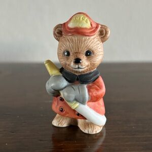 Homco Firefighter Bear Decor Figurine